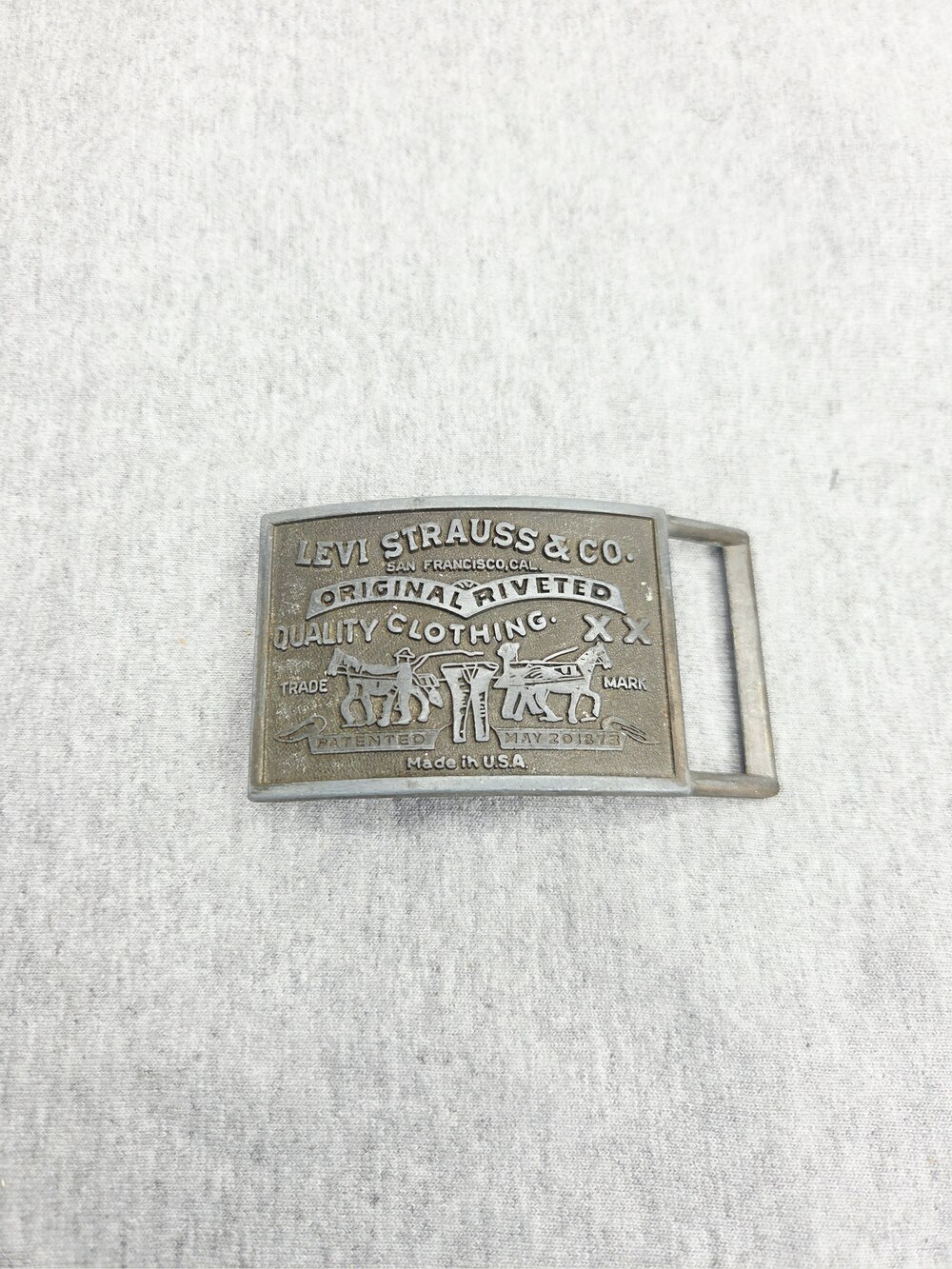 Vintage Silver Plate Western Jeans Belt Buckle Levi's
